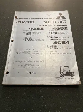 4G54 MITSUBISHI Gas Forklift Engine Book Catalog Manual