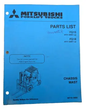 FG18 MITSUBISHI Forklift Lift Chassis Mast Catalog Manual