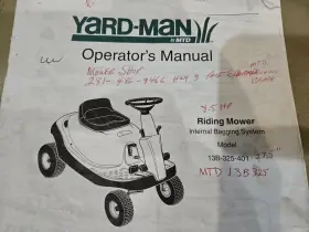 13B-325-401 Yardbug Riding Mower Operators Manual Lists