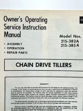 215-382A Drive Chain Tillers Operating Service Owners Manual #2