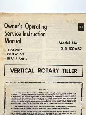 215100AB2 Vertical Rotary Tiller Operating Service Owners #2
