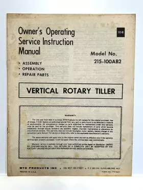 215100AB2 Vertical Rotary Tiller Operating Service Owners