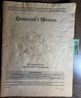 769-03660 Rzt Tractor Mower Deck Owners Operators Manual