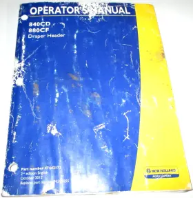 880CF NEW HOLLAND Draper Header Operators Owners Manual Nh