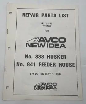 986199 NEW IDEA Husker Feeder House Catalog Manual Book Avco