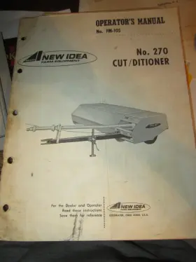 FM-105 NEW IDEA Ditioner Mower Operators Manual