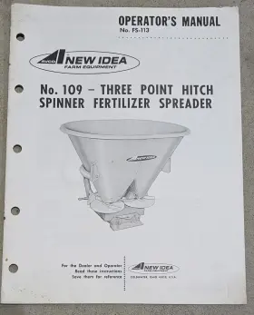 FS-113 NEW IDEA Hitch Fertilizer Spreader Operators Manual