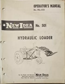 HL-103 NEW IDEA Hydraulic Loader Operators Manual Farm