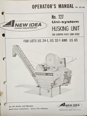 US-144 NEW IDEA Uni Husking Unit Operators Manual Farm