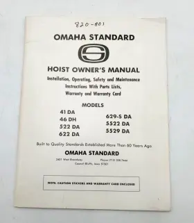 41DA OMAHA HOIST Owners Manual Da