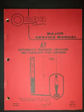 800-1750 ONAN Switch Amperes Workshop Service Repair Manual