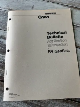 T-012 ONAN Rv Electric Generator Catalog Book Manual Bulletin