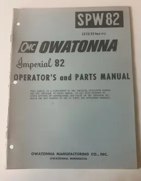 SPW82 OWATANNA Owatonna Imperial Operators Manual Supplement