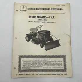 1435A PENNCRAFT Jc Penny Riding Lawn Mower Tractor Manual