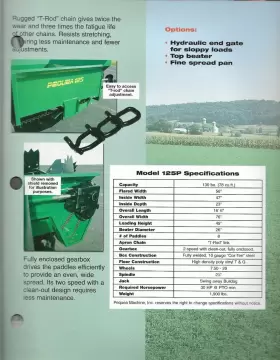125P PEQUEA Manure Spreader Farm Specifications Brochure #2
