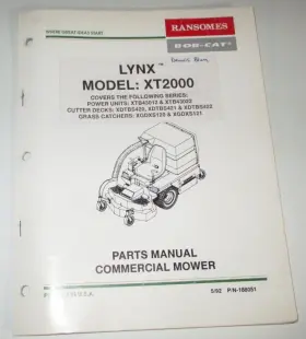 XT2000 RANSOMES Bob Cat Lynx Riding Mower Manual Catalog