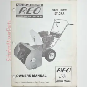 ST-268 REO Wheel Horse Snow Blower Instruction Owners Manual
