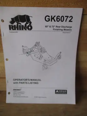 GK72 RHINO Rear Discharge Mower Operators Manual