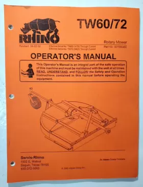 TW60 RHINO Rotary Mower Operators Manual