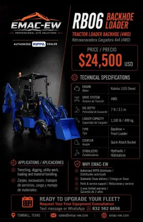 RB06 RIPPA Backhoe Loader Technical Specifications Flyer RB06 RIPPA Backhoe Loader Technical Specifications Flyer