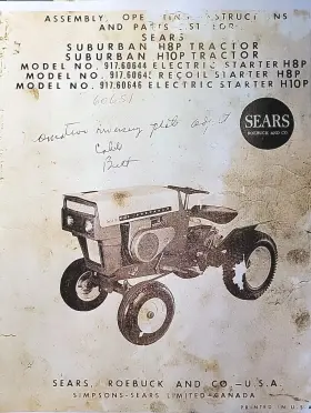 917.99620 ROTARY Sears Suburban Tractor Engine Implements