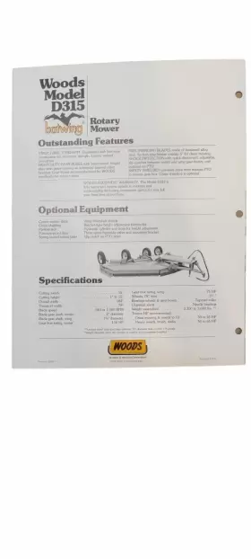 D315 ROTARY Woods Hesston Batwing Mower Fold Brochure #3