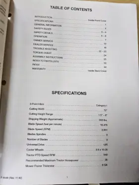 RM372 ROTARY Woods Mower Operators Manual Service #3