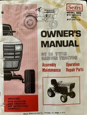 9.17257112 SEARS Owners Manual Gt Twin Tractor Electric Point #2