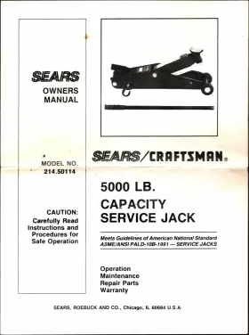 214.12114 SEARS/CRAFTSMAN Owners Manual Craftman Service Jack