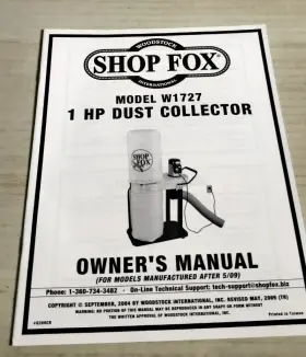 W1727 SHOP FOX Dust Collector Instruction Manual