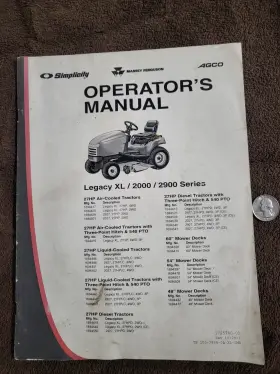 1725780-01 SIMPLICITY Lawn Tractor Operators Manual Agco