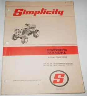 3410S SIMPLICITY Sovereign Landlord Tractor Owners Manual