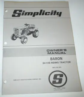 3414S SIMPLICITY Baron Riding Tractor Owners Manual