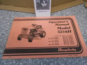 5216H SIMPLICITY Operators Manual Hydrostatic Tractor