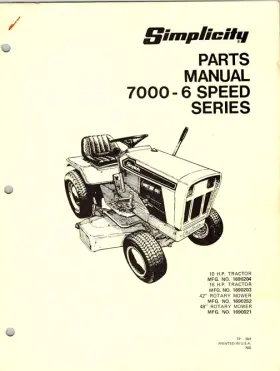 7000-6 SIMPLICITY Lawn Tractor Manual