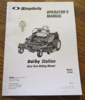 ZT2561 SIMPLICITY Derby Stallion Turn Riding Mower Operators
