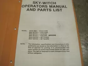 48-087110 SKYWITCH Sky Witch Scissor Lift Repair Operating #3