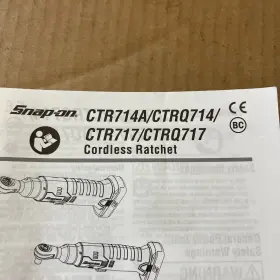 CTR714A SNAP-ON Manual Booklet Cordless Ratchet Instuctions #2