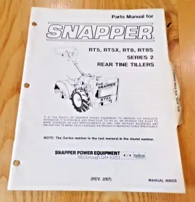 06033 SNAPPER Rear Tine Tiller Manual
