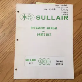 P00033 SULLAIR Cfm Operation Manual Book Air Compressor