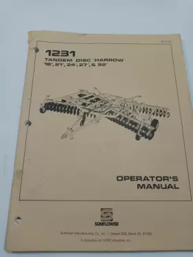 1231 SUNFLOWER Tandem Harrow Operators Manual
