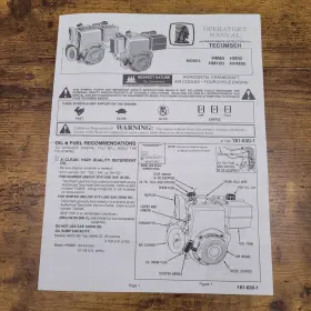 181-630-1 TECUMSEH Gas Engine Owners Manual