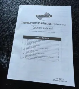 TH139SP TECUMSEH Operators Manual Engine