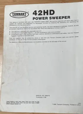 MM078 TENNANT Power Sweeper Operation Manual #3