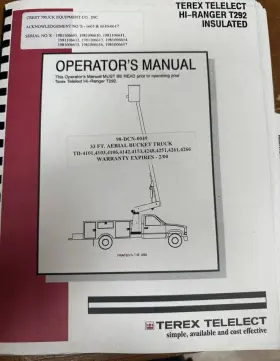 T292 TEREX Ranger Operator Service Manual