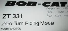 942300 TEXTRON Bob Cat Zt Turn Riding Mower Manual Ransomes #2