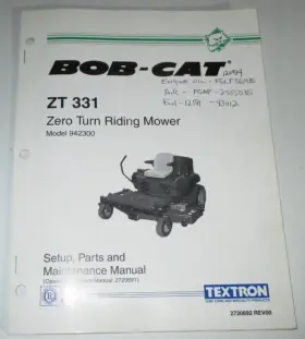 942300 TEXTRON Bob Cat Zt Turn Riding Mower Manual Ransomes