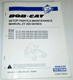 ZT225 TEXTRON Bob Cat Zt Turn Riding Mower Manual