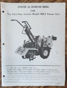 990-2 THE ROTO-HOE COMANY Power Unit Operating Instruction