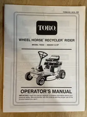 3315-355 TORO Wheel Horse Recycler Riding Mower Operators